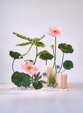 仿真花拍道具中式厅宴会厅活动布餐置落荷地cd646323花艺装照饰摆