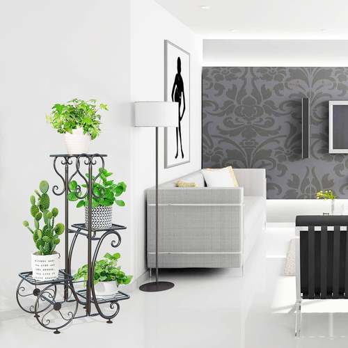 式铁艺置欧架阳台落式移动花盆架子MY-5692多层地家物居客厅室外