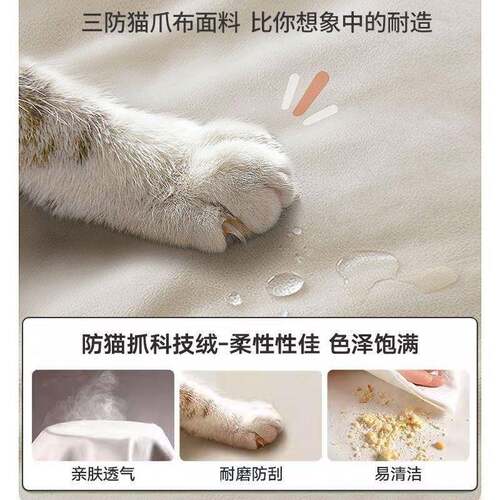 猫皮多功能折叠沙发抓床两用双小户型沙发约简客厅公寓人布艺YNO