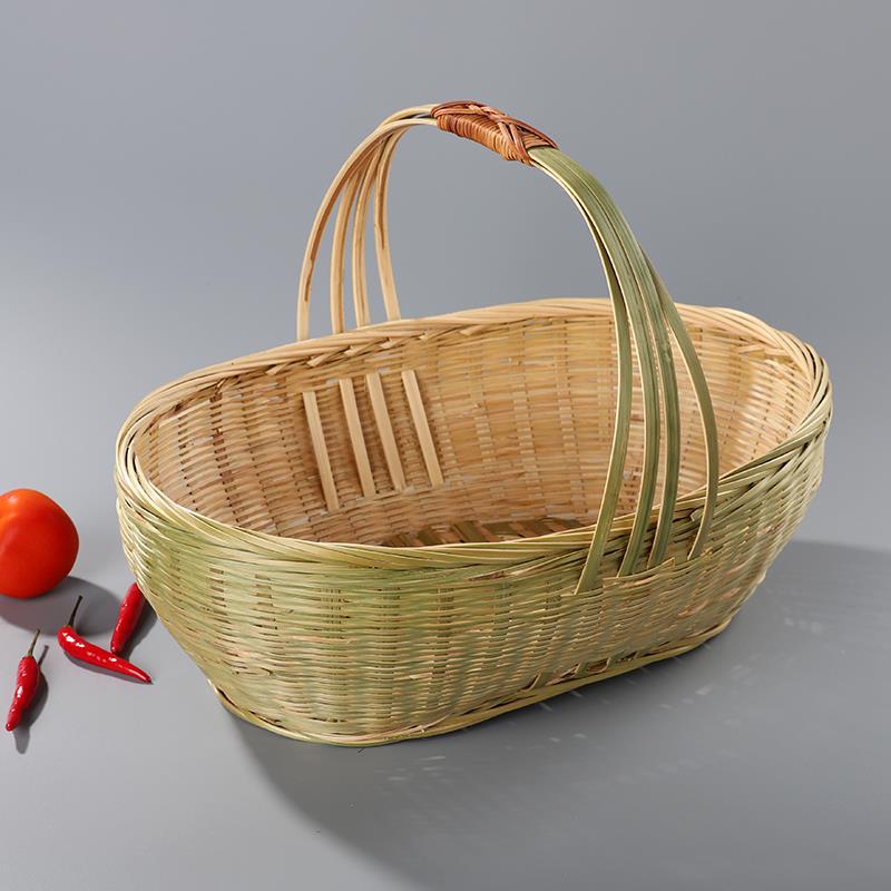 竹篮子手容提篮手工F76JM8HT编水果竹老式竹农筐村大量家用大号竹