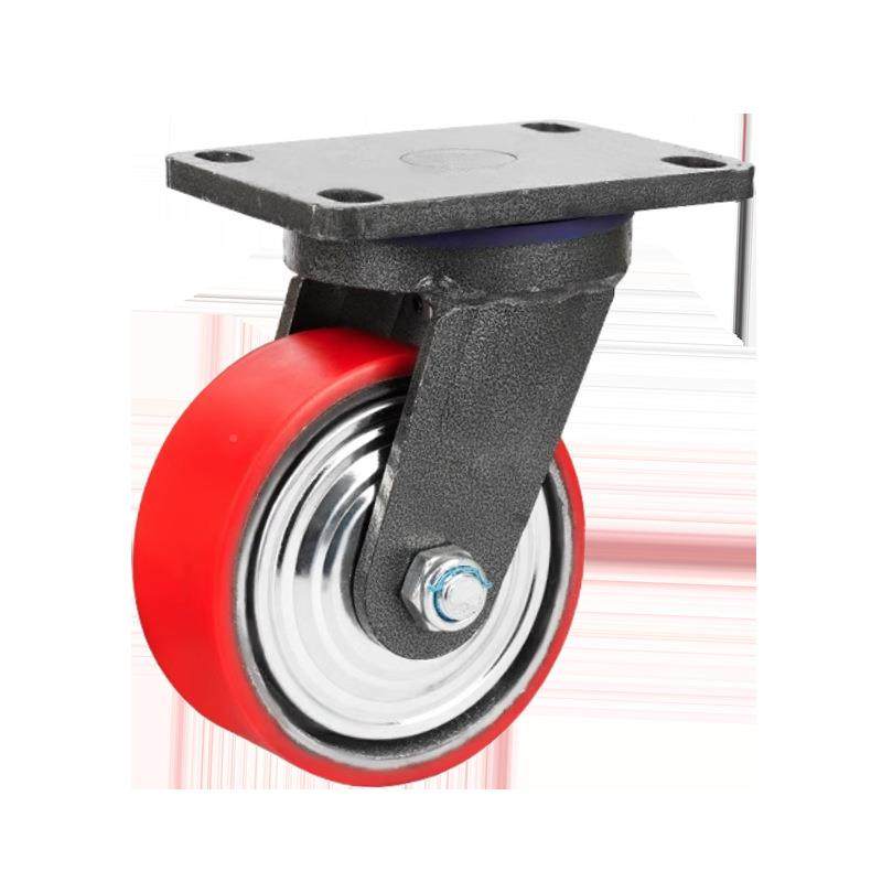 8超84重铁型轮轮子4寸5寸芯脚轮6寸带刹寸车聚氨业酯工承重