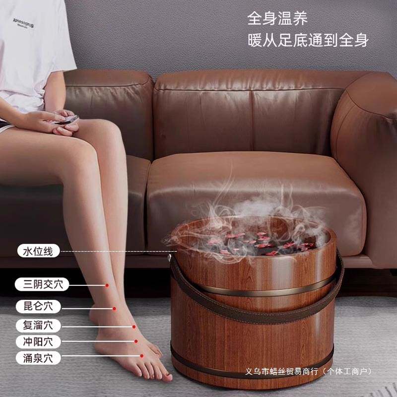 手提泡脚桶木桶泡脚木桶香柏木洗泡脚盆过小腿家用实木新洗脚盆款