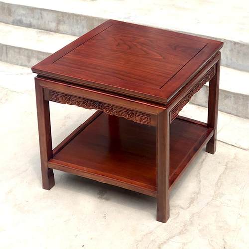 W8中正方形式木边桌木客厅实四榆方小茶几边柜花架简50*50约沙发