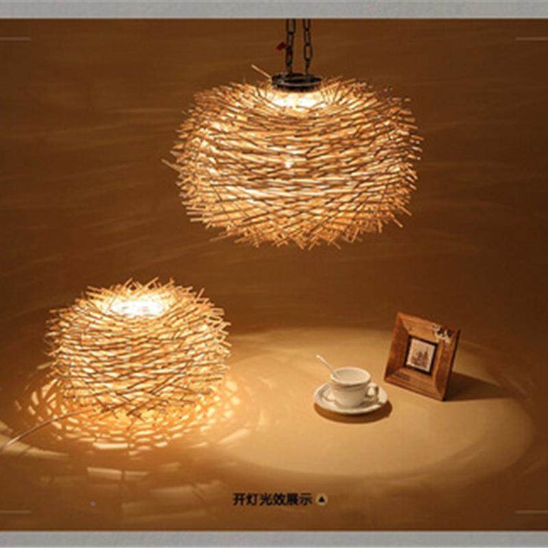 新民91宿田编园厅复餐古竹藤艺灯单头吊灯中式鸟巢吊灯,家装灯饰光源,智能吊灯,淘宝优惠券,粉丝福利购,淘宝优惠卷