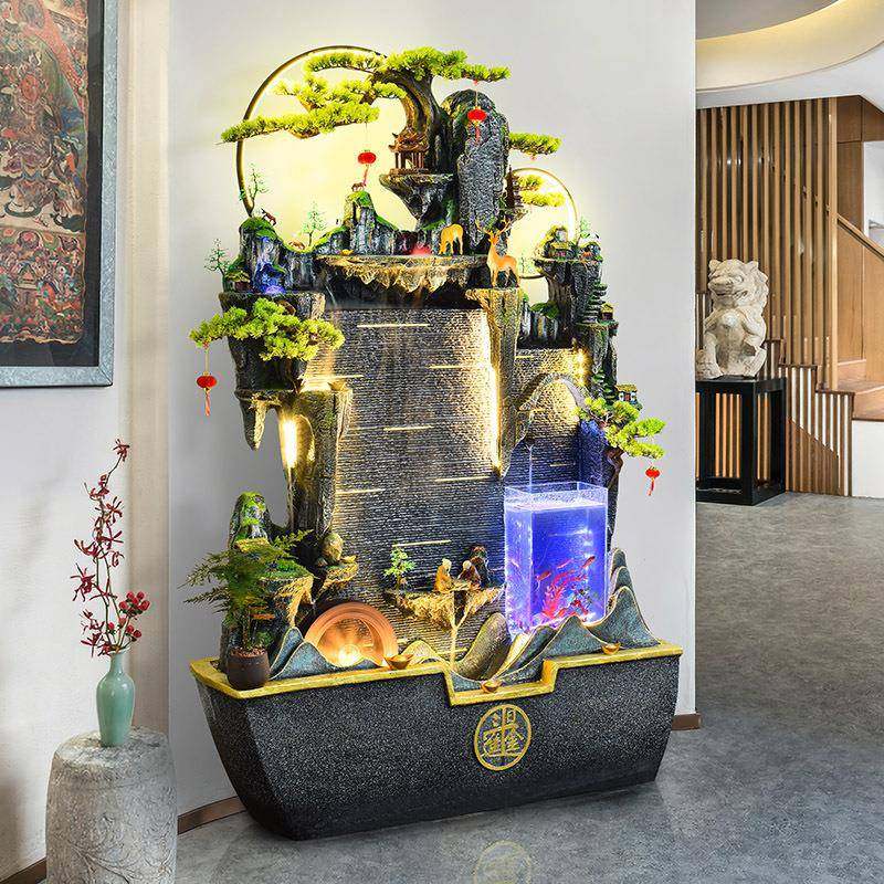 玻鱼造景缸山流VMW水摆件大缸循环水喷假泉水系办公室内景观水璃,家居饰品,流水摆件,淘宝优惠券,粉丝福利购,淘宝优惠卷