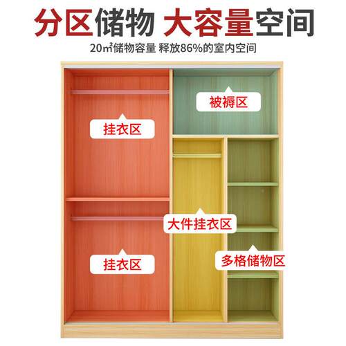 柜推衣拉门家用卧室衣柜现代衣ZUV简约经用济型衣柜出租房橱