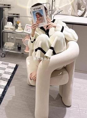 网红奶店油卧风家用化椅梳妆凳妆美甲椅子简约感室RIS单人休闲椅