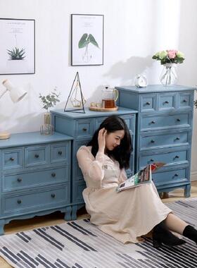 实木斗柜美卧式收纳储边物柜客厅52746室床头柜五床角柜小柜子欧