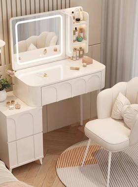 奶油子梳收妆台卧室现代简化约妆台镜小型纳小GSJ户型书桌斗柜一