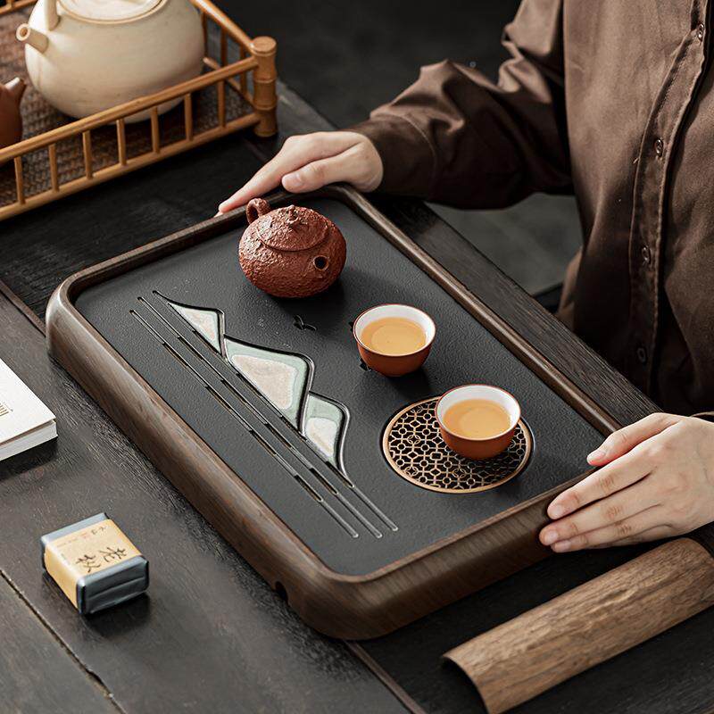 2024储新款密家用茶盘中式胺陶瓷面板托盘排两用陶小瓷型干泡茶具