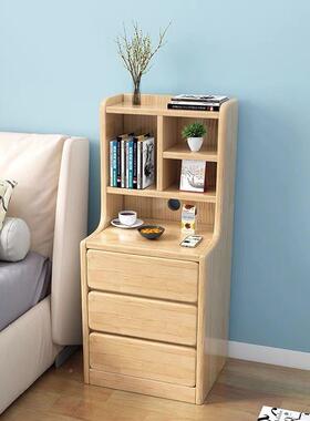 床头柜加高超窄小实架型简约床边柜迷你家用带木书储物JHO收纳小