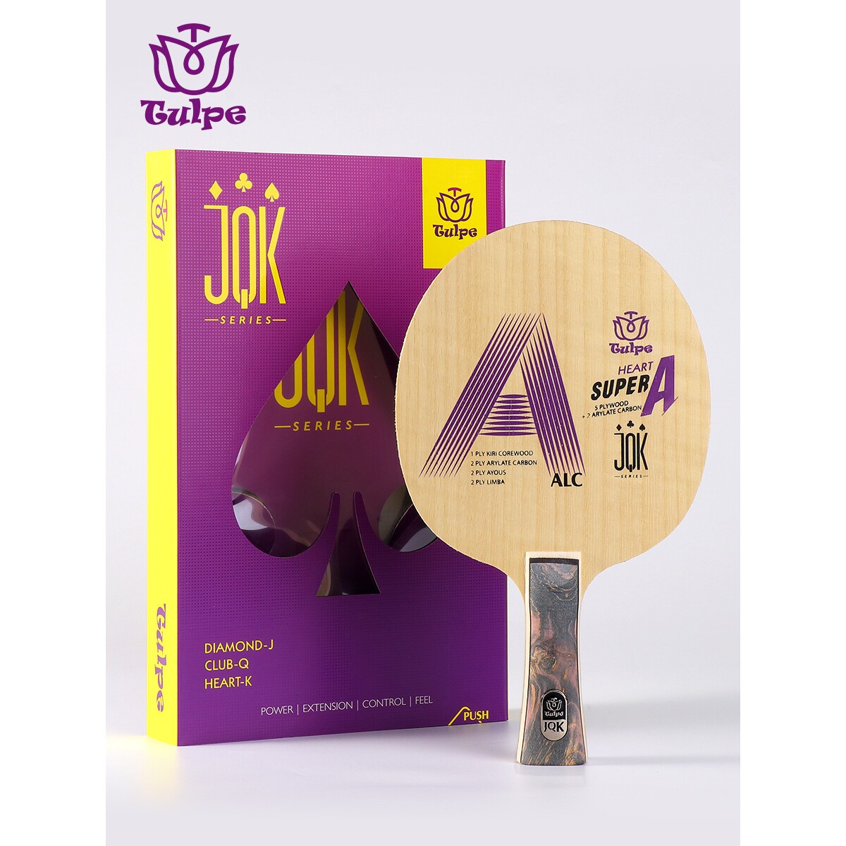 TULPE郁金香JQK系列乒乓球底板ALC芳基碳5木2碳内置碳素弧圈底板