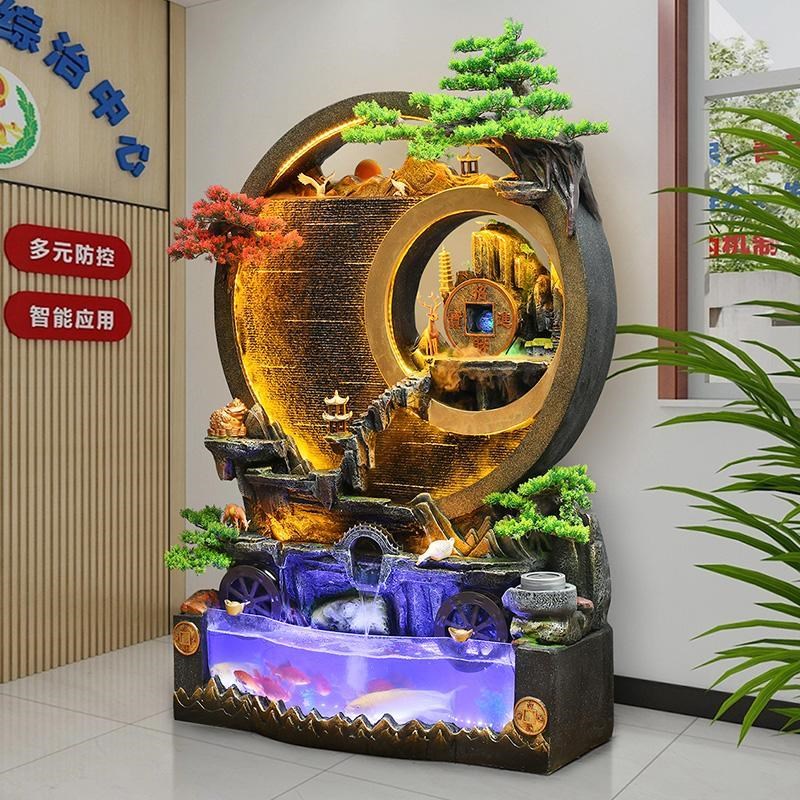 水幕墙假山流水喷泉玄关隔断屏风客厅循环水招财景观装饰落地摆件