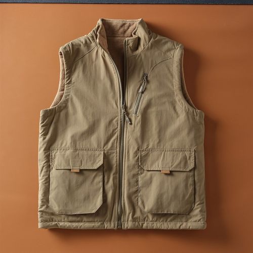 秋冬新款户外防风防水男士摇粒绒加绒加厚保暖双面穿多袋工装马甲