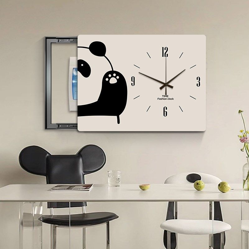 电表箱装饰画现代简约带钟表多功能遮挡配电箱挂钟盒2024新款挂画