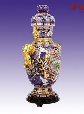 景泰蓝花瓶摆件吉福垒铜胎客厅装饰商务外事送老人生日礼品工艺品