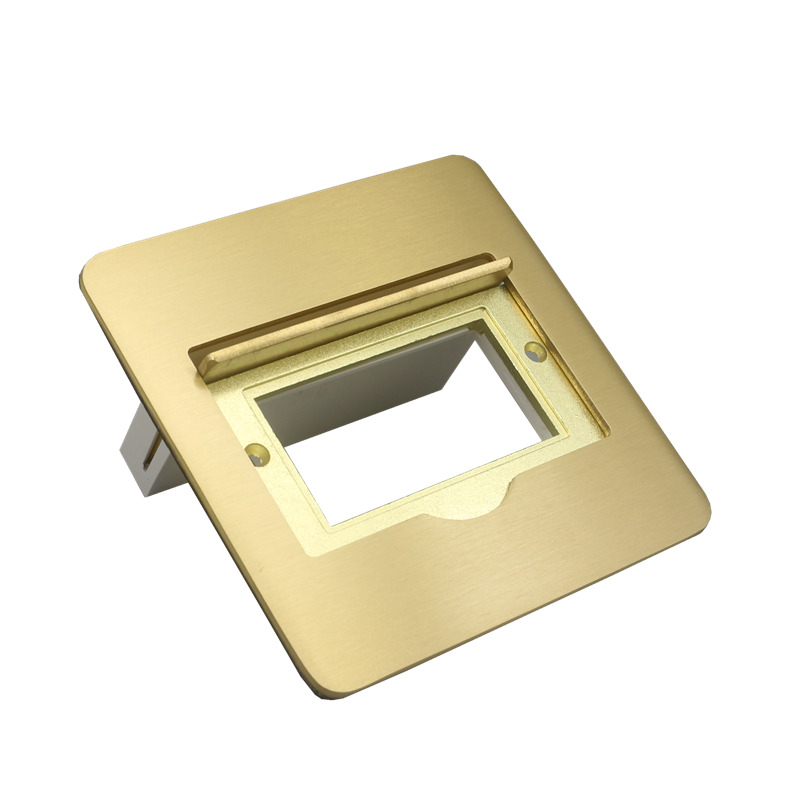 全铜防水单开门隐藏式地面插座三位地板插座空位地插不含模块地插