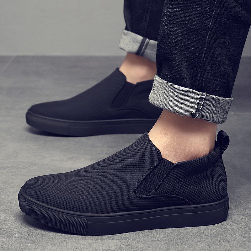 一脚蹬男士布鞋男款中低帮加绒男鞋2024秋冬新款懒人布鞋子男棉鞋