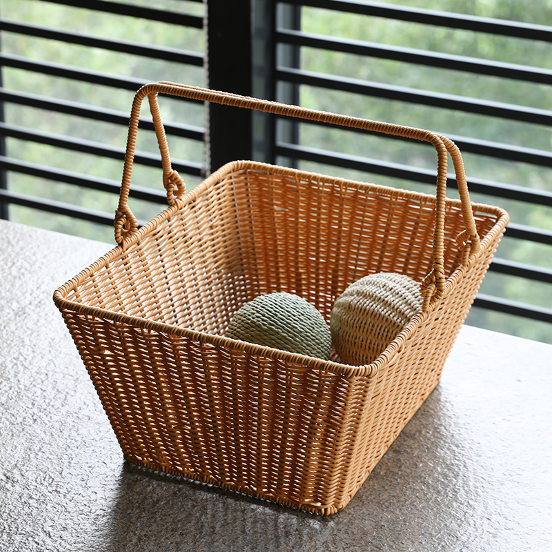 购物篮仿藤编织买菜篮子户外野餐道具篮大号网红手提采摘篮水果筐