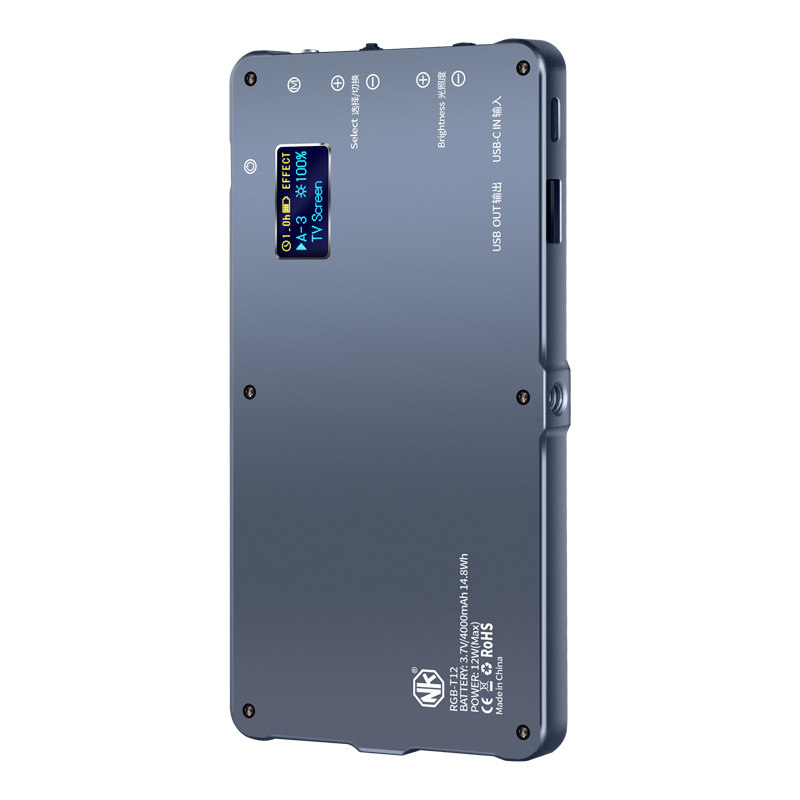 NK尼咔RGB补光灯12W口袋便携补光灯可调色温摄影灯LED户外便携灯