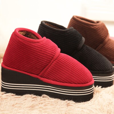 棉鞋厚底手工冬季保暖包跟室内加厚增高毛绒情侣防滑家居棉拖鞋女