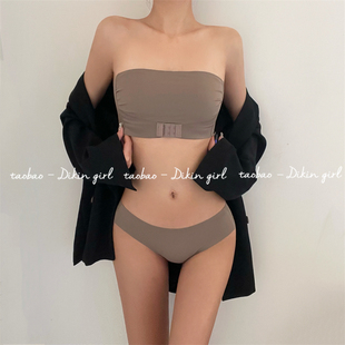 胸罩无痕无钢圈文胸套装 大胸显小内衣束胸女les超平白色夏季 薄款