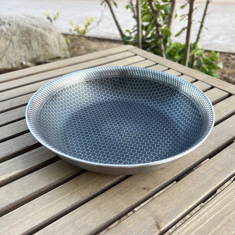 蜂窝煎盘3d04不锈钢盘子菜碟子果盘鱼盘蒸年糕盘子三层复合钢盆