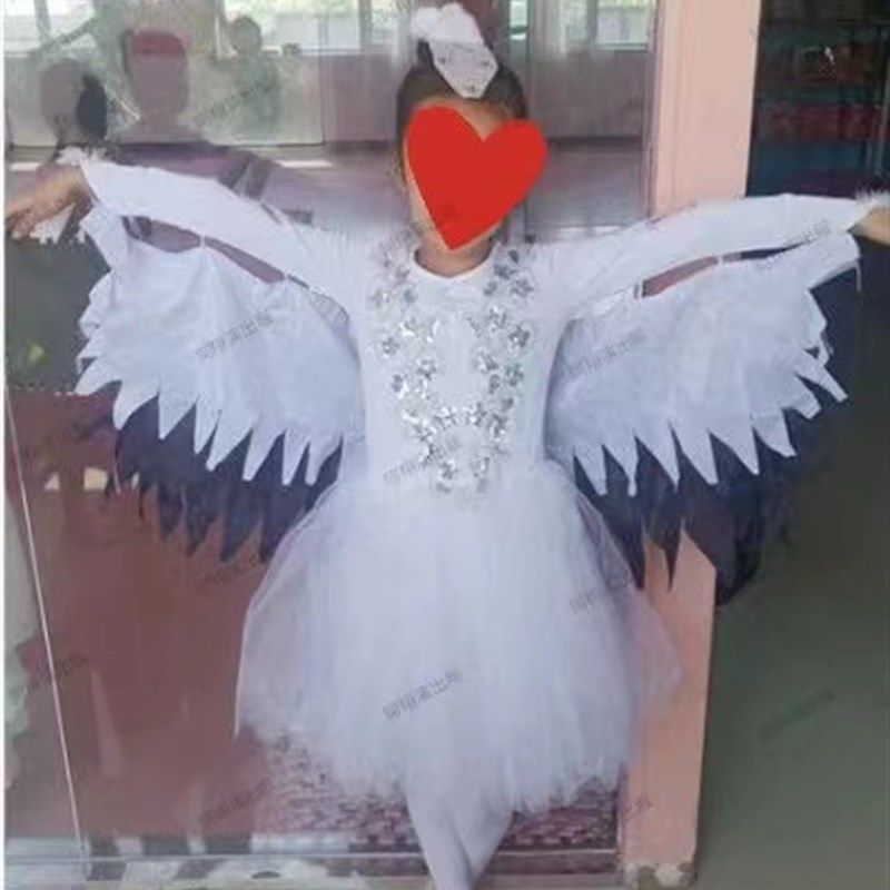 儿童舞蹈服灵燕飞舞服装鸟鸟鸟带翅膀蓬蓬纱裙表演服卡通造型服装