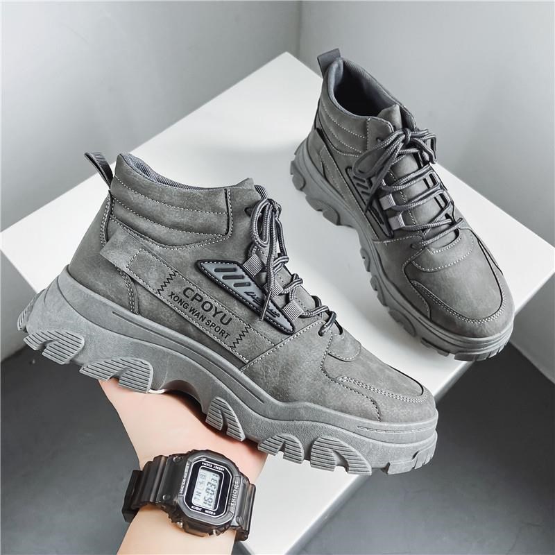 马丁靴男夏季透气高帮英伦风软皮中帮机车男鞋户外登山厚底工装靴