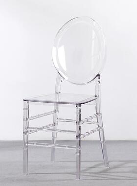 庆透酒明婚亚克力椅镜面大圆椅子酒店宴会厅婚礼堂8630婚礼店水晶背椅