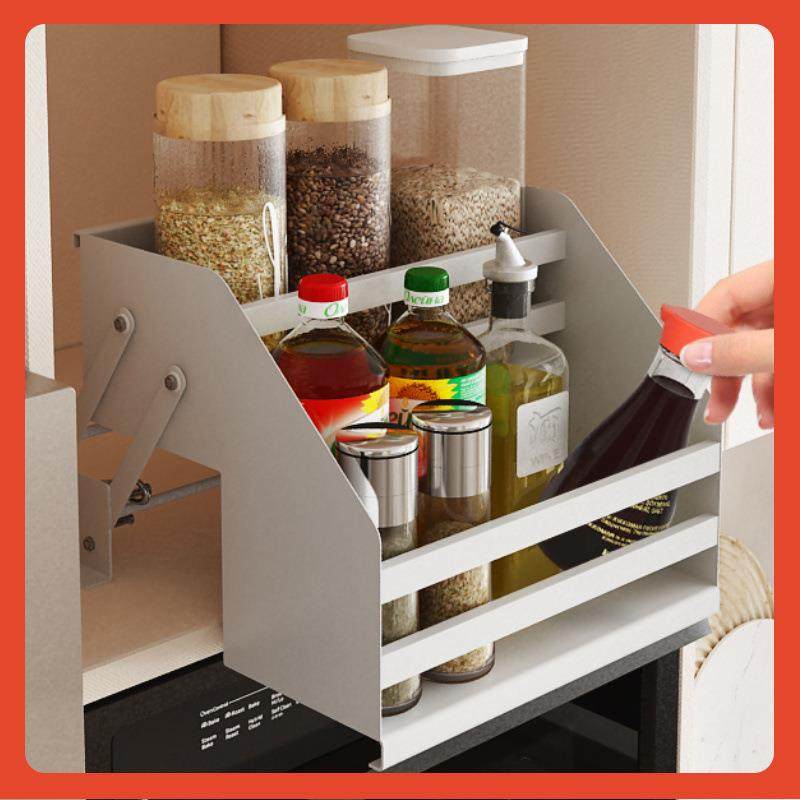 厨房橱柜吊柜内旋转?拉下式置架升降F77J8SM6拉篮壁柜调物料架高