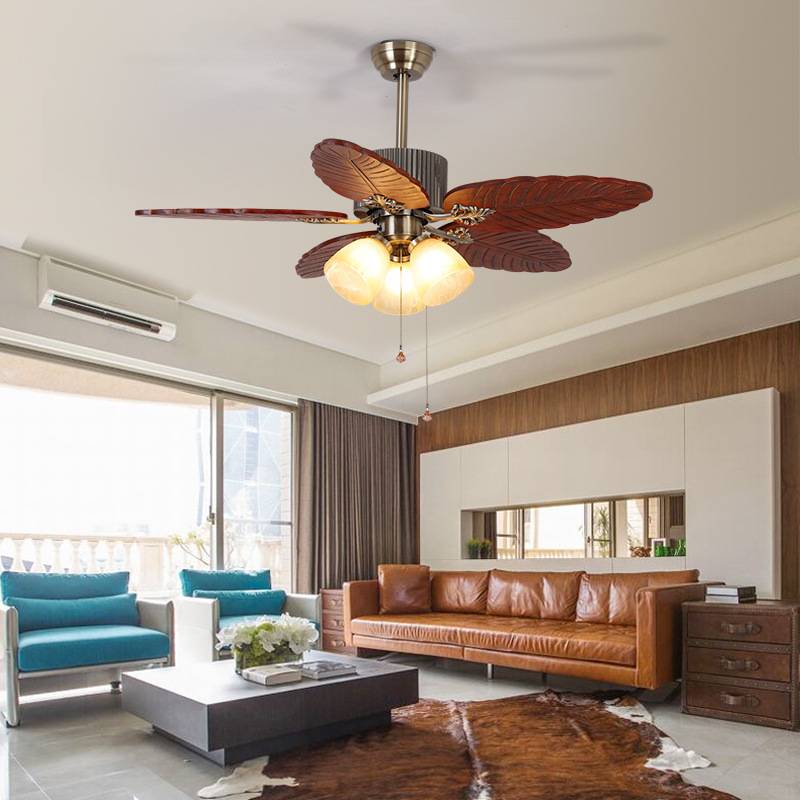 无灯雕刻实木叶电风扇灯美式客厅仿古静音不带灯吊扇灯东南亚餐厅