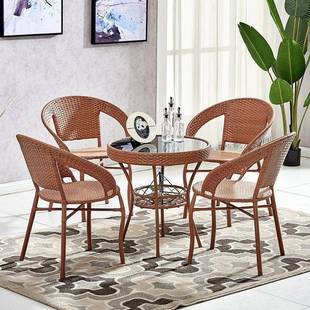 阳台茶桌椅合组藤椅68409件编套户外三休闲家用简约藤椅子藤老人