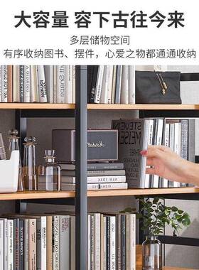 XDU铁地艺书架置物架落家用简物易收货架多层钢木书柜客厅展示储
