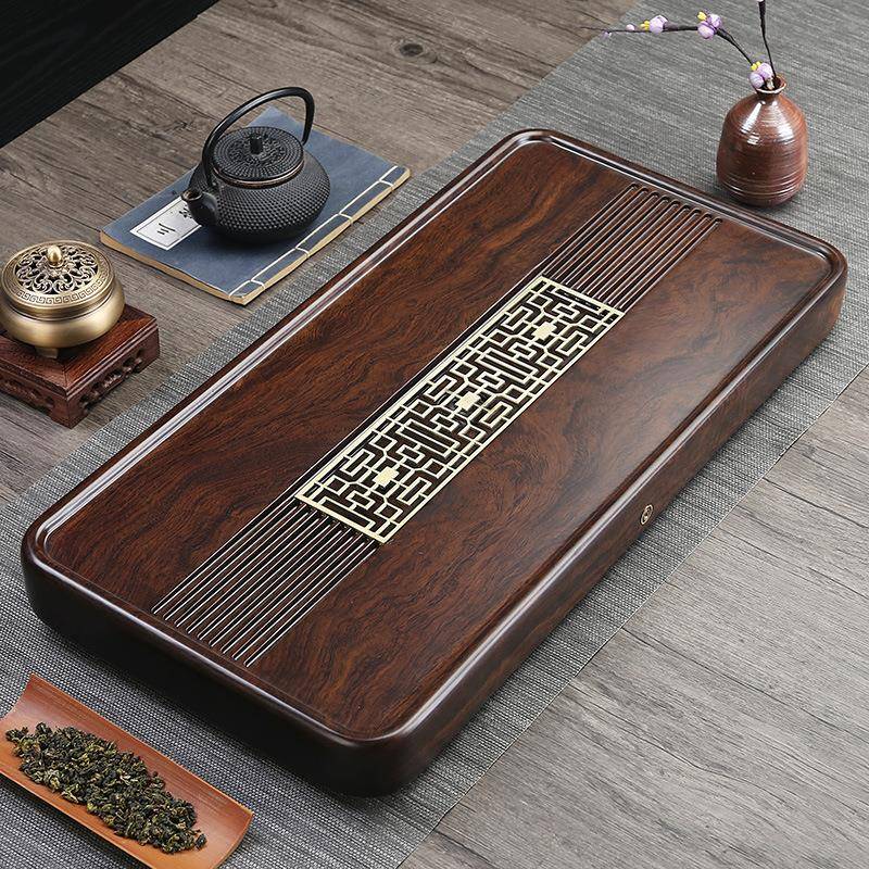 黑檀ewq10094茶盘家用实木托现代简约茶木盘海茶具木平板大小号整