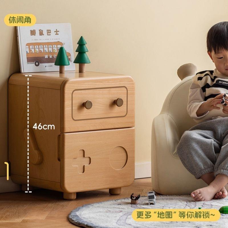 实木儿人童柜卡通床头柜机器柜子旁卡通卧室家DQF用置物桌床边储