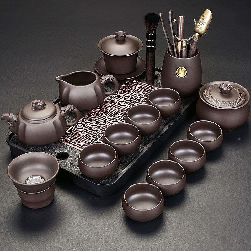 中式档砂功夫整套紫茶具套装客厅客办公茶具一整套会高8t1Ul/ng紫