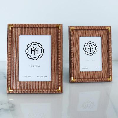 摆现代轻编奢家居卧室相框6寸7寸织画框床头饰柜摆件创-91104意新