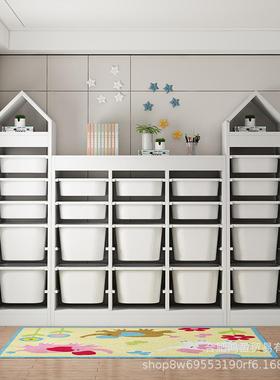 实木儿童玩具收量纳柜整理柜宝宝绘本一体厅架大容客书87696阳台