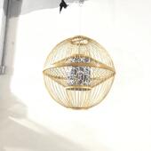 竹艺竹编灯饭罩吊灯创意中式 餐YE471厅店房中式 田园飞竹签圆球碟