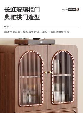 复置古中厅古玻璃边柜餐酒柜展示XZA书柜物靠墙沙发客立柜电视柜
