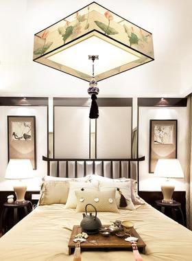 新中L式吸顶灯卧室灯C9112圆形古典大气D房中式灯布艺客厅书酒店E