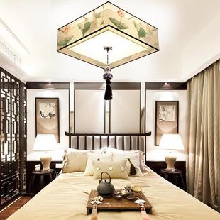 新中L式 灯布艺客厅书酒店E 吸顶灯卧室灯C9112圆形古典大气D房中式