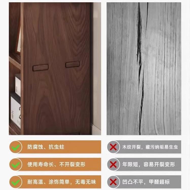 实木书架胡桃色落地置物架储物收纳格子柜展示架客厅一体靠墙书柜