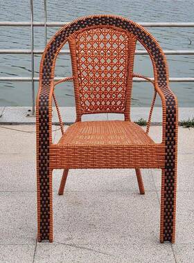 用单人阳台藤椅结实人用椅不累久坐老耐年CYU椅子舒服藤编靠背椅