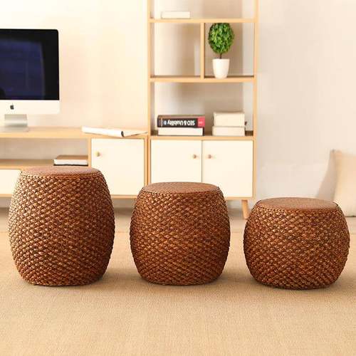 r^499矮藤中式实木化妆草鼓家用客厅沙发茶凳室坐凳圆坐墩古筝琴