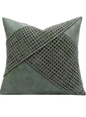 轻奢约现代抱枕沙样客厅靠PWT垫方枕板发间酒店抱枕墨绿靠包腰简