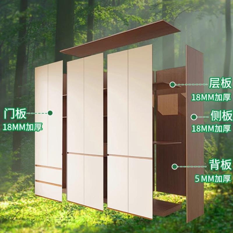 实木1衣柜卧家纳用欧松成板品出租房衣柜挂衣区多奶油风收室大衣图片