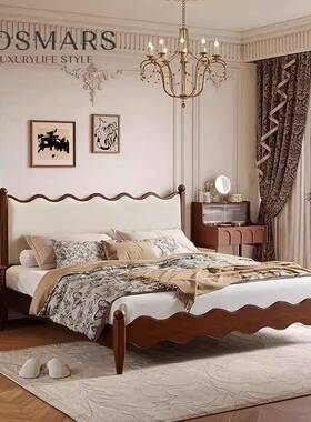 法式复MSMJ-302古床实木床1.室米主卧软包白蜡木双人大床8中古涟