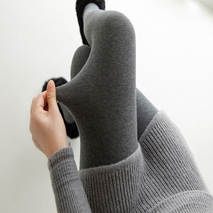 日系竖条纹连裤 灰色加绒加M厚保暖棉裤 打底裤 秋 袜女外穿春秋薄款